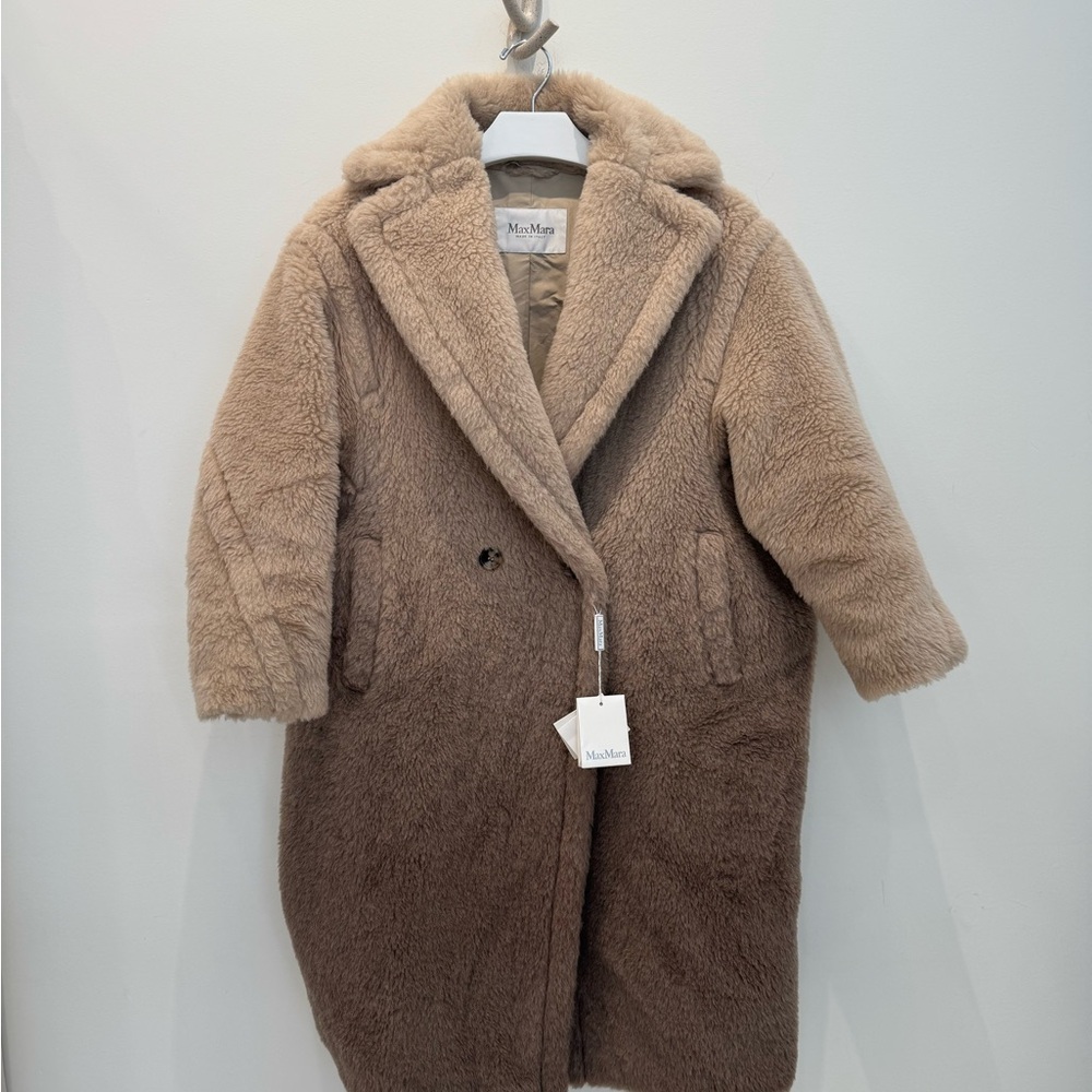Max Mara Tan Ombré Faux Fur Coat NWT